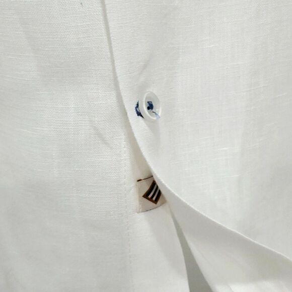 Joseph Abboud Mens 100% White Linen Long Sleeve, Size Large - Picture 3 of 5
